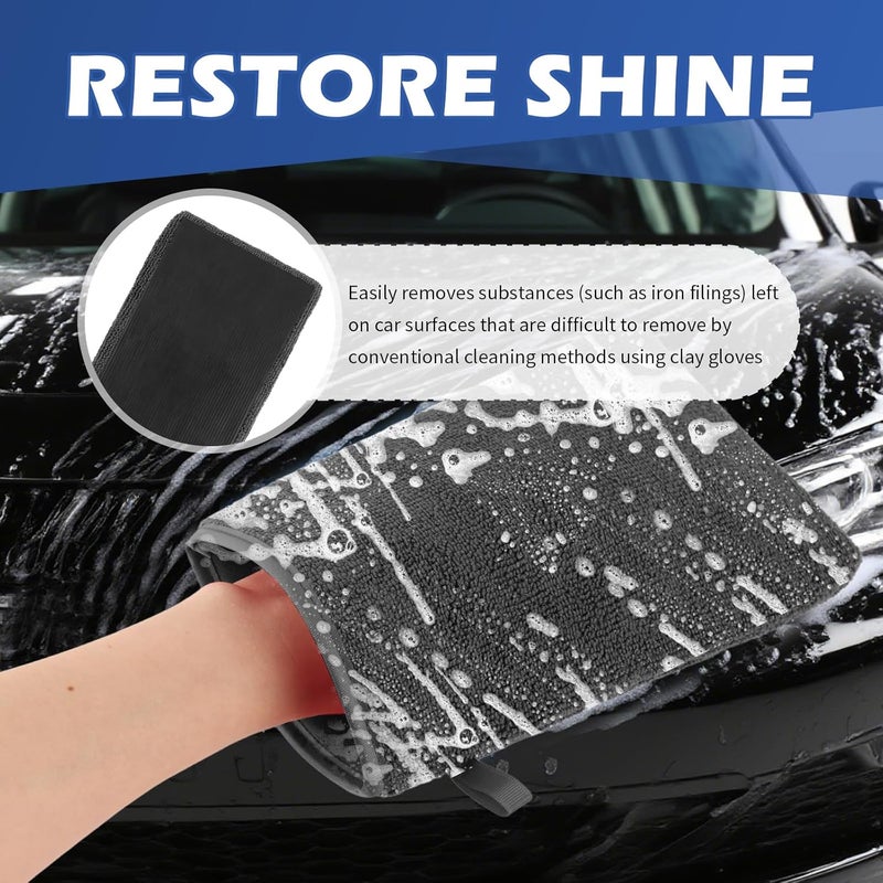 Figpade 2PCS Car Clay Mitt Auto Detailing,Soft Clay Bar Mitt for Cleaning Car Surfaces,Anti-Scratch Clays Mitts for Cars Detailings to Replace Traditional Clays Bar Cars Accessories (Gray/2PCS) - Image 3